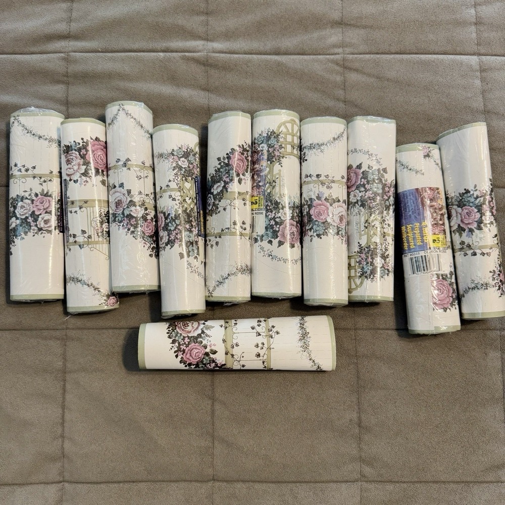 Vintage Floral Prepasted Wallpaper Border 11‎ Rolls Old Fashion Rose 4 Yd ea.